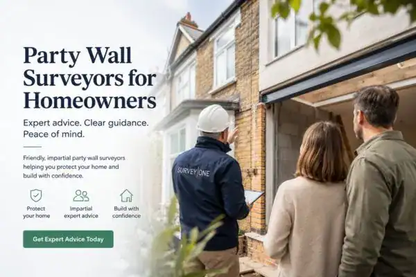 Image of couple with Party wall survey from Survey One Stockport